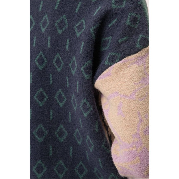 LAST! Floral Colorblock Navy Mix Sweater - Picture 11 of 12